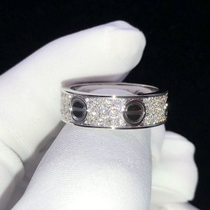 Cartier Love Rings Natural Diamond 18K White Gold Custom (2)