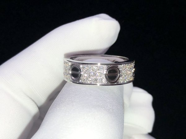 Cartier Love Rings Natural Diamond 18K White Gold Custom (2)