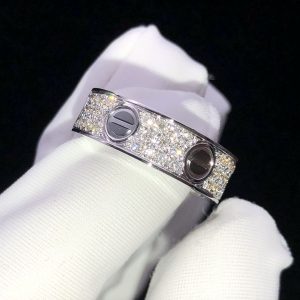 Cartier Love Rings Natural Diamond 18K White Gold Custom (2)