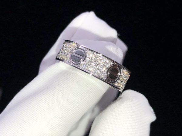 Cartier Love Rings Natural Diamond 18K White Gold Custom (2)