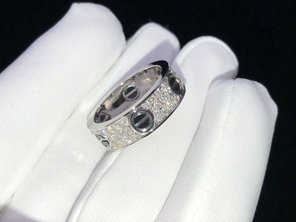 Cartier Love Rings Natural Diamond 18K White Gold Custom (2)