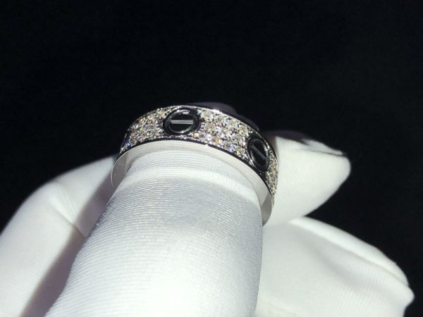 Cartier Love Rings Natural Diamond 18K White Gold Custom (2)