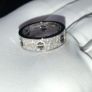 Cartier Love Rings Natural Diamond 18K White Gold Custom (2)