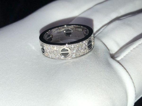 Cartier Love Rings Natural Diamond 18K White Gold Custom (2)