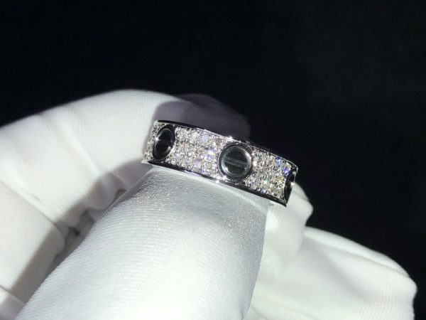 Cartier Love Rings Natural Diamond 18K White Gold Custom (2)