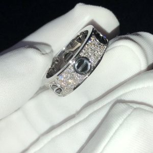 Cartier Love Rings Natural Diamond 18K White Gold Custom (2)