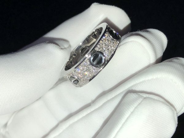 Cartier Love Rings Natural Diamond 18K White Gold Custom (2)