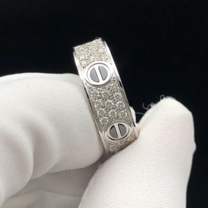 Cartier Love Rings Natural Diamond 18K White Gold Custom (2)