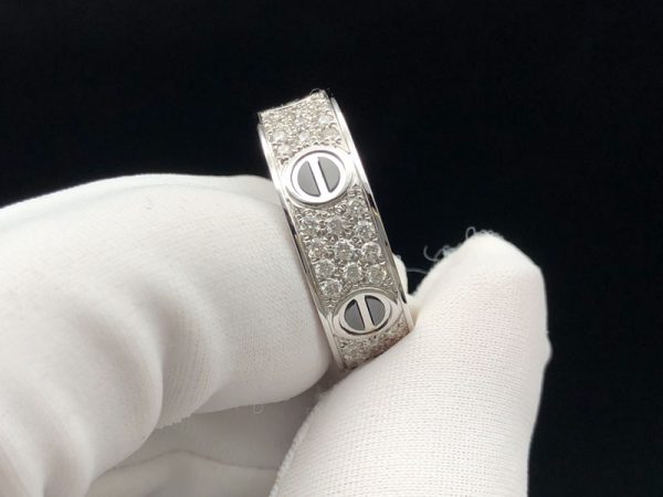 Cartier Love Rings Natural Diamond 18K White Gold Custom (2)