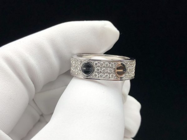 Cartier Love Rings Natural Diamond 18K White Gold Custom (2)