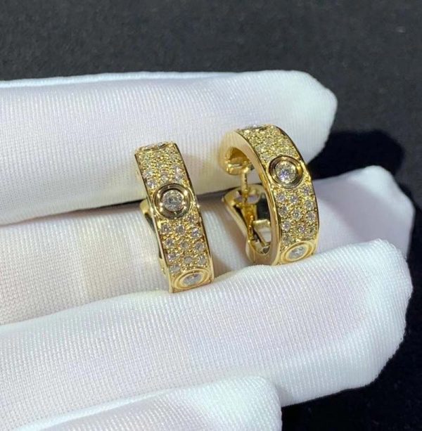 Cartier Love Womens Earring 18K Gold Natural Diamond Custom (2)