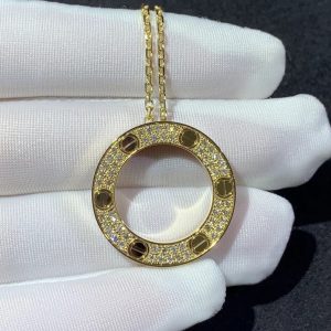 Cartier Love Womens Necklace 18K Gold Natural Diamond Custom (2)