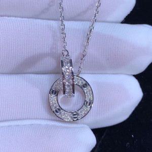 Cartier Love Womens Necklace Custom Natural Diamond 18K White Gold (2)