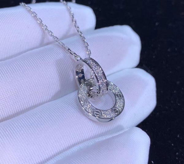 Cartier Love Womens Necklace Custom Natural Diamond 18K White Gold (2)