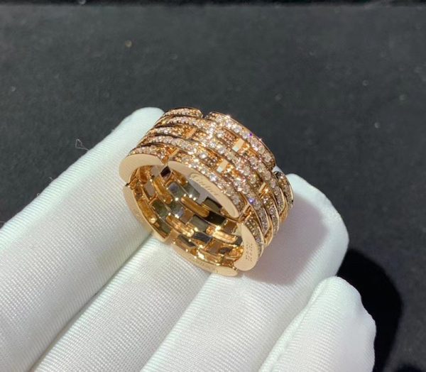 Cartier Maillon De Pant Rings Custom 18K Rose Gold Natural Diamond (1)