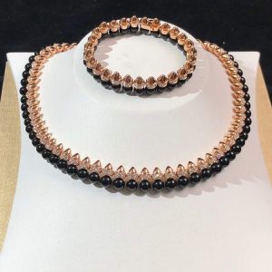 Cartier Necklace And Bracelet Set Custom 18K Rose Gold Natural Diamonds (2)