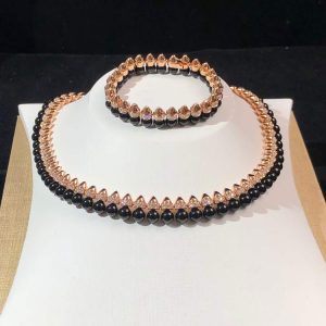 Cartier Necklace And Bracelet Set Custom 18K Rose Gold Natural Diamonds (2)