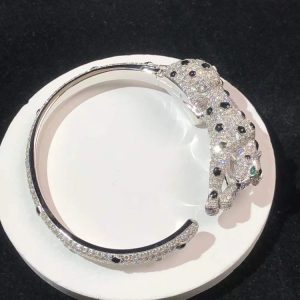 Cartier Panthere Bracelet Custom 18K White Gold Natural Diamonds (2)