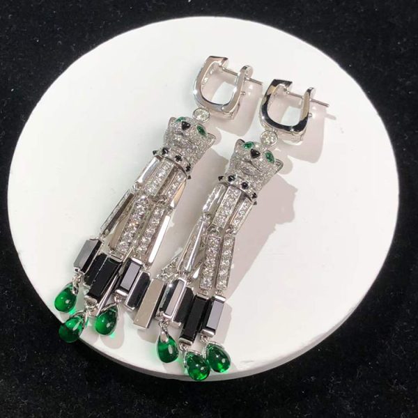 Cartier Panthere Earring Natural Diamond 18K White Gold Custom (2)