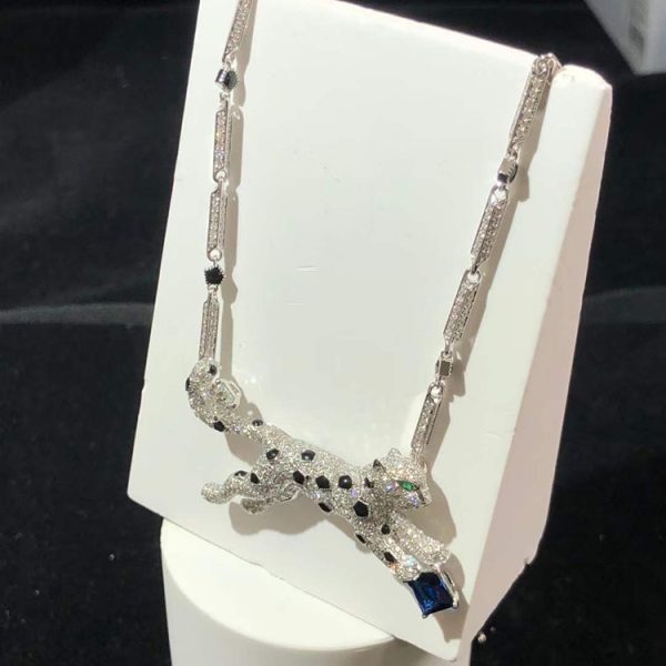 Cartier Panthere Necklace Custom Natural Diamond 18K White Gold (2)