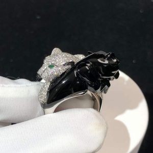 Cartier Panthere Rings 18K White Gold Natural Diamond Custom (2)