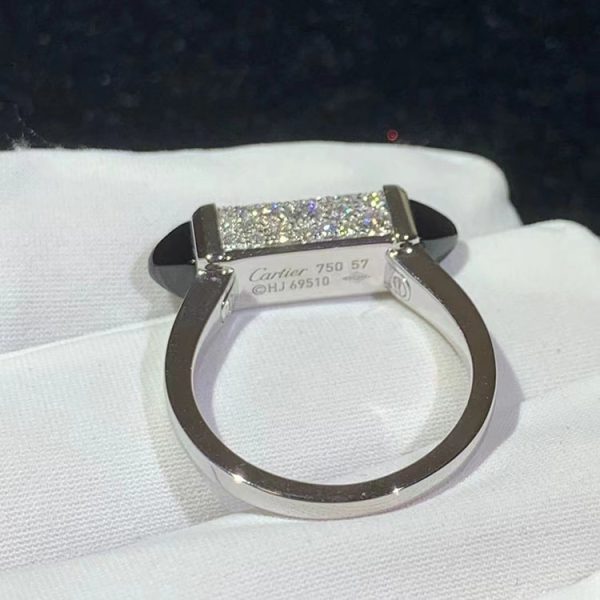 Cartier Ring Natural Agate Diamond 18K White Gold Custom (2)