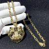 Cartier Tiger Head Necklace 18K Gold Natural Emerald Diamonds (1)