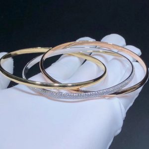 Cartier Trinity Bracelet Womens Custom Natural Diamond 18K Gold (2)