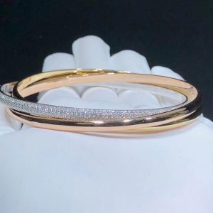 Cartier Trinity Bracelet Womens Custom Natural Diamond 18K Gold (2)