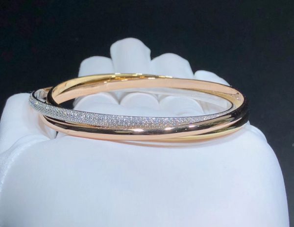 Cartier Trinity Bracelet Womens Custom Natural Diamond 18K Gold (2)