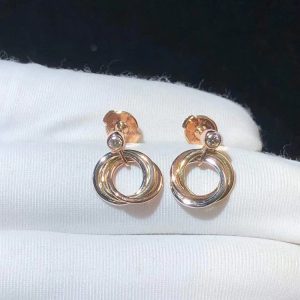 Cartier Trinity Earring Custom Natural Diamonds 18K Gold 3 Colors (2)