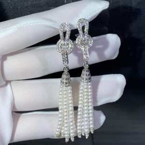 Cartier Women Earring Natural Diamond Pearls 18K White Gold (2)