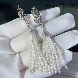 Cartier Women Earring Natural Diamond Pearls 18K White Gold (2)