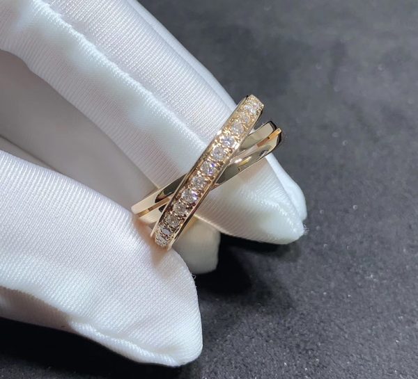 Cartier Women Rings Natural Diamond 18K Rose Gold Custom (2)