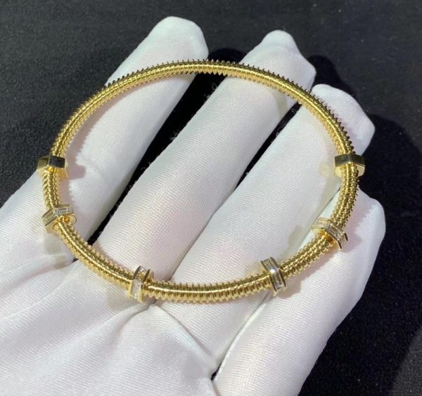 Ecrou De Cartier Bracelet Custom Natural Baguette Diamonds 18K Gold (2)