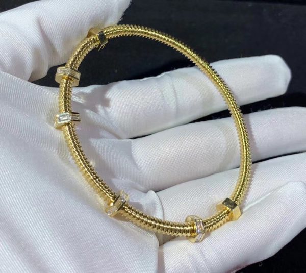 Ecrou De Cartier Bracelet Custom Natural Baguette Diamonds 18K Gold (2)