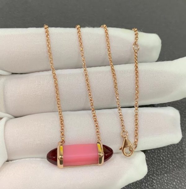 Les Berlingots De Cartier Necklace Custom Natural Gemstones 18K Rose Gold (2)