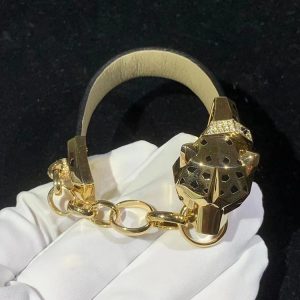 Panthère De Cartier Bracelet Custom Natural Agate Diamond 18K Gold (2)