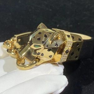 Panthère De Cartier Bracelet Custom Natural Agate Diamond 18K Gold (2)