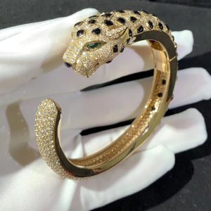 Panthère De Cartier Bracelet Custom Natural Emerald Diamond 18K Gold (2)