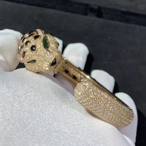 Panthère De Cartier Bracelet Custom Natural Emerald Diamond 18K Gold (2)