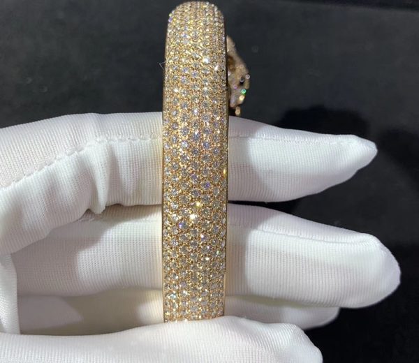 Panthère De Cartier Bracelet Custom Natural Emerald Diamond 18K Gold (2)