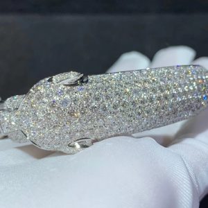 Panthère De Cartier Bracelet Custom Natural Emerald Diamond 18K White Gold (2)