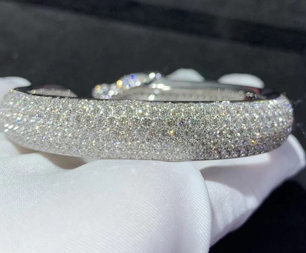 Panthère De Cartier Bracelet Custom Natural Emerald Diamond 18K White Gold (2)