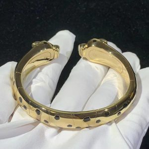 Panthère De Cartier Bracelet Natural Agate 18K Gold Custom (2)