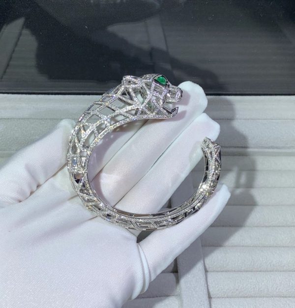 Panthère De Cartier Bracelet Natural Diamond 18K White Gold Custom (2)