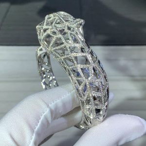 Panthère De Cartier Bracelet Natural Diamond 18K White Gold Custom (2)