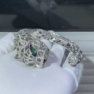 Panthère De Cartier Bracelet Natural Diamond 18K White Gold Custom (2)