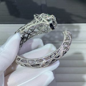 Panthère De Cartier Bracelet Natural Diamond 18K White Gold Custom (2)