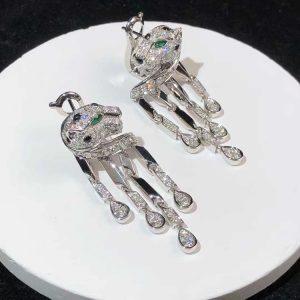 Panthere De Cartier Earring Natural Diamond 18K White Gold Custom (2)